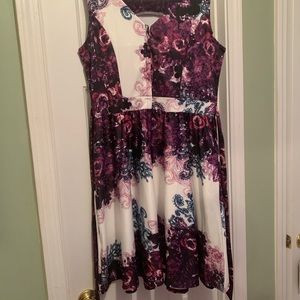 Purple floral skater dress
